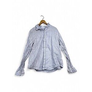Denim & Flowers Women's Linen Striped Button-Down Shirt L
